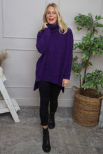 Shani Boucle Polo Knitted Jumper Purple Purple - Shani Boucle Polo Knitted Jumper Purple