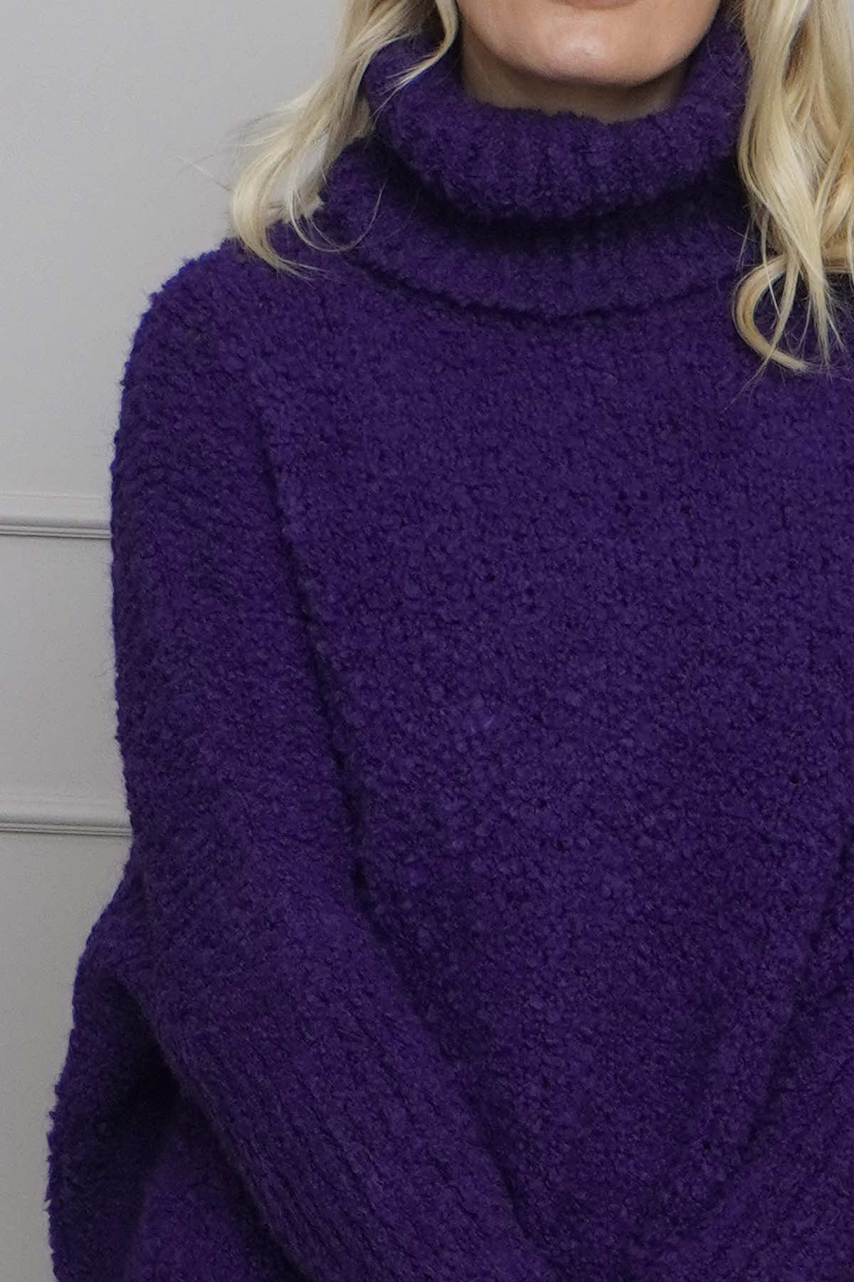 Shani Boucle Polo Knitted Jumper Purple