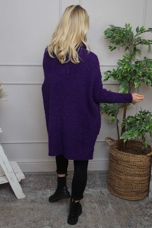 Shani Boucle Polo Knitted Jumper Purple - Image 4