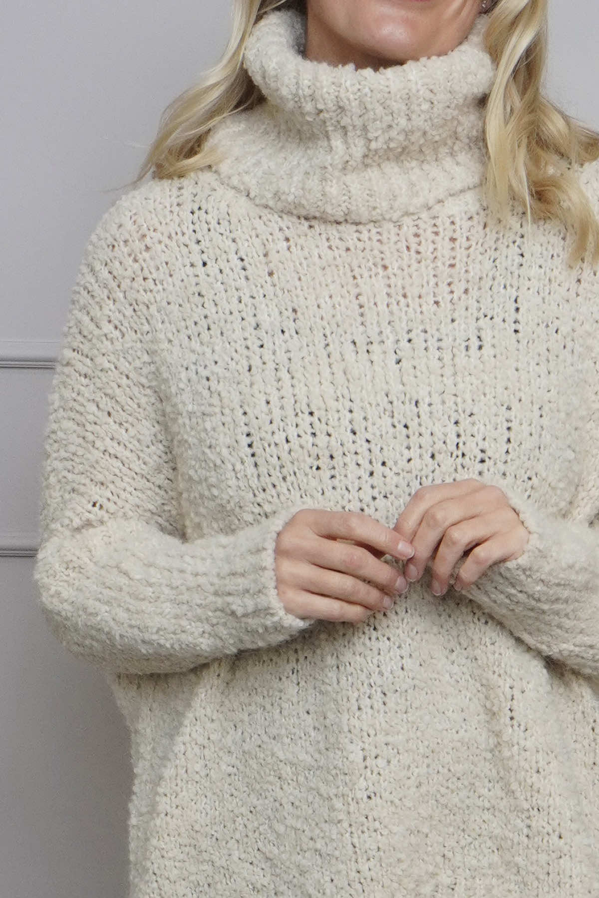 Shani Boucle Polo Knitted Jumper Stone