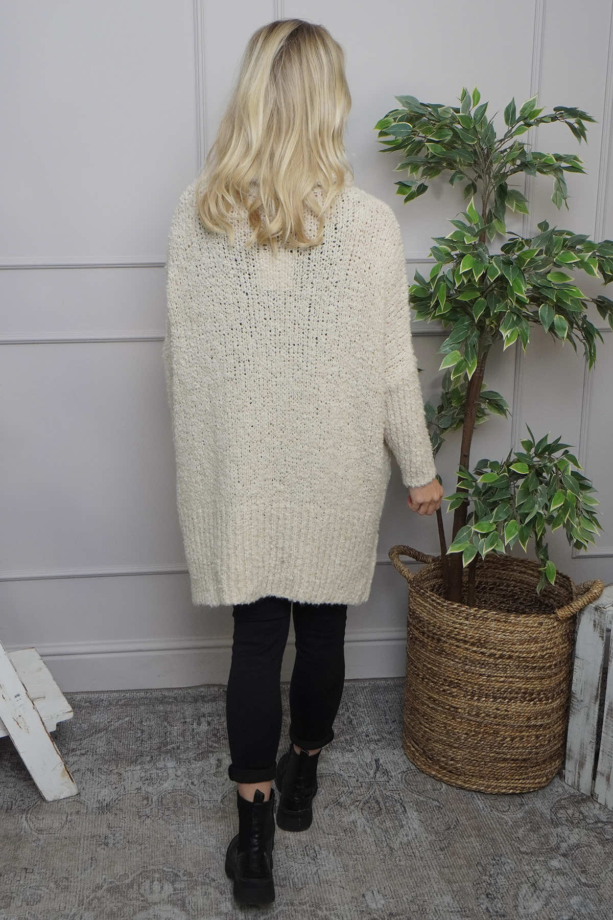 Shani Boucle Polo Knitted Jumper Stone