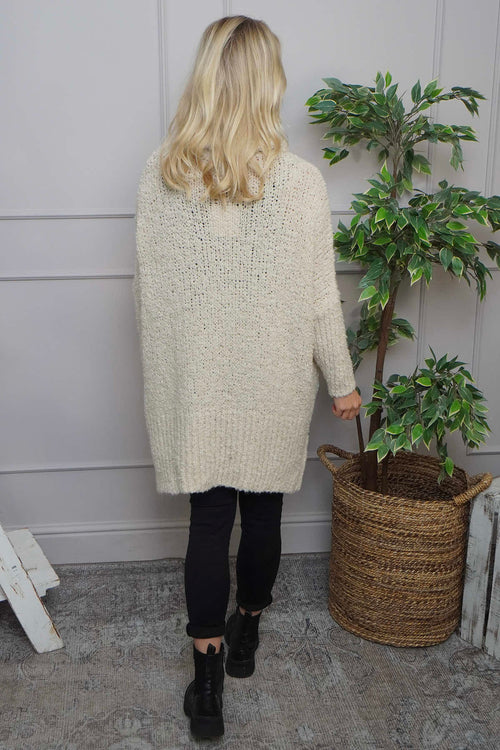 Shani Boucle Polo Knitted Jumper Stone - Image 4