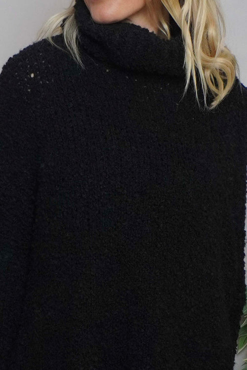 Shani Boucle Polo Knitted Jumper Black - Image 3