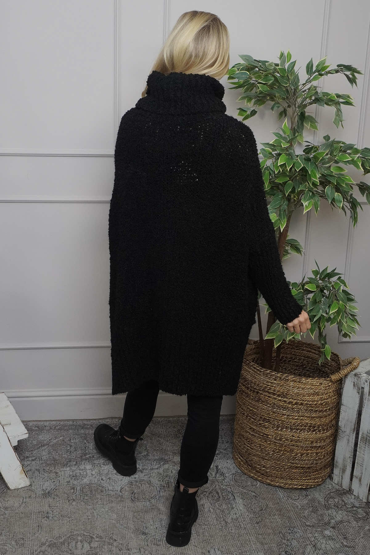 Shani Boucle Polo Knitted Jumper Black