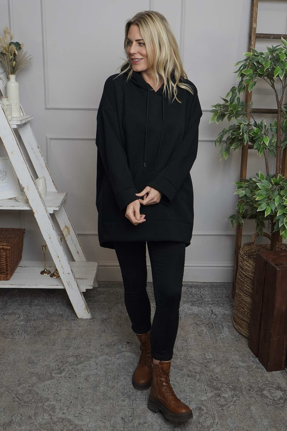 Jaylen Hooded Cotton Top Black