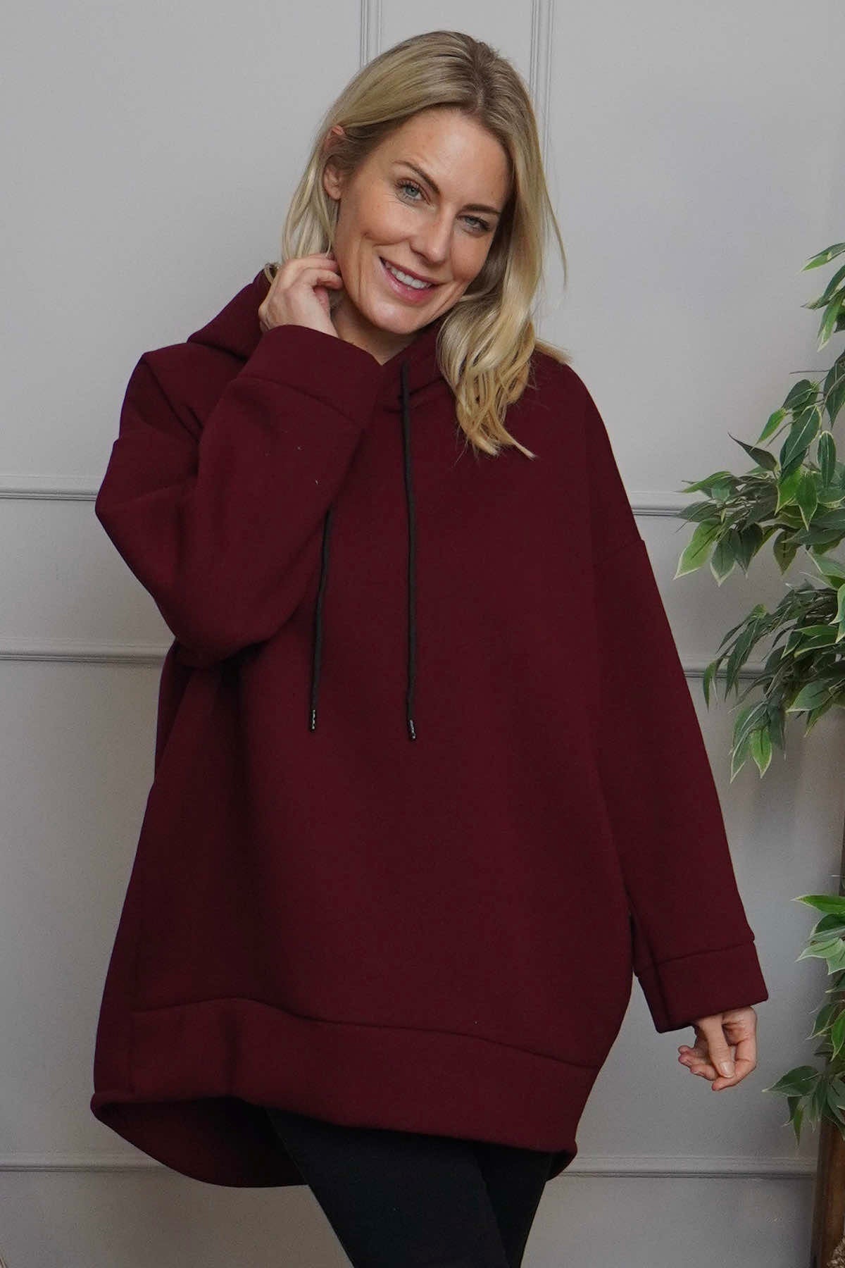 Jaylen Hooded Cotton Top Wine