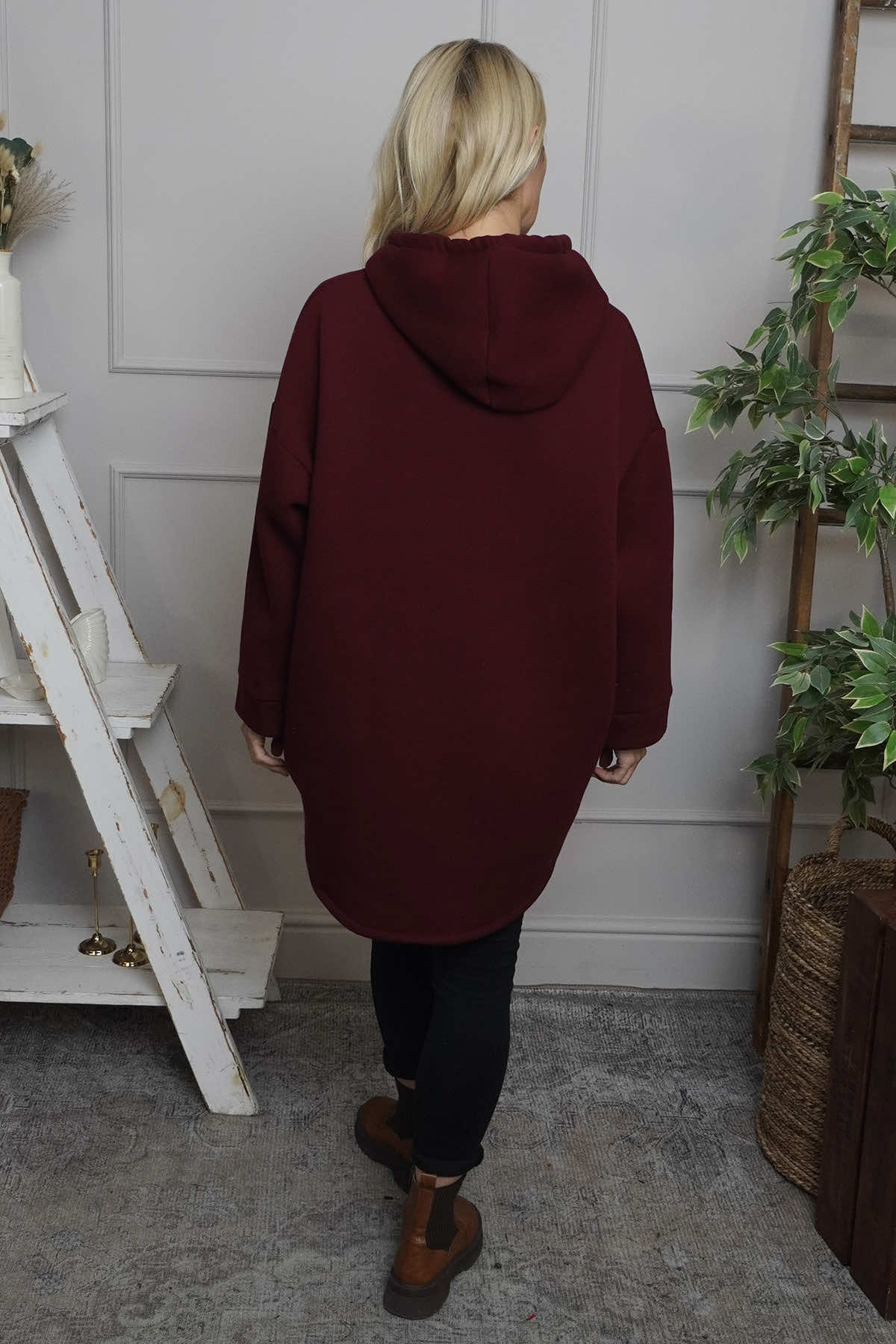 Jaylen Hooded Cotton Top Wine