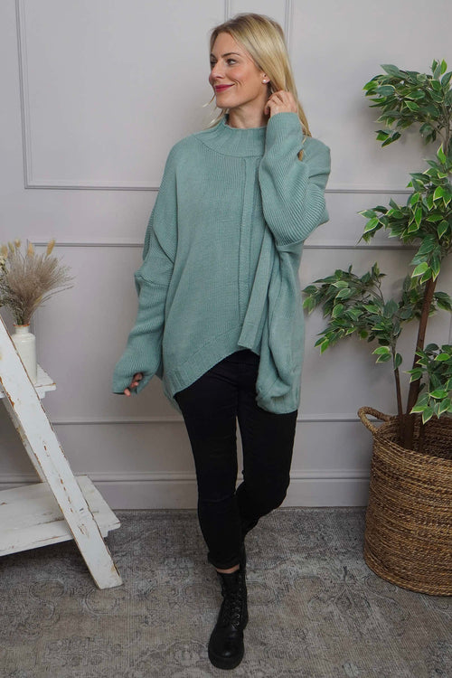 Chanelle Knitted Jumper Sage Green - Image 2