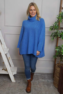 Jude Polo Neck Knitted Jumper Cornflower