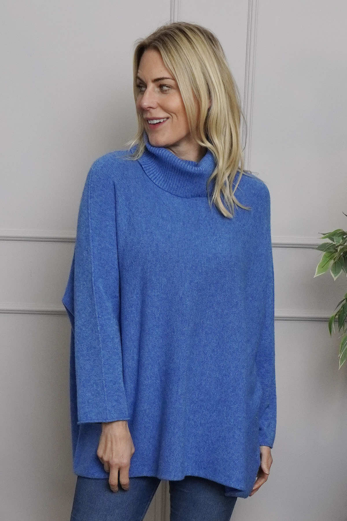 Jude Polo Neck Knitted Jumper Cornflower