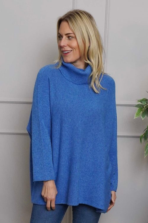 Jude Polo Neck Knitted Jumper Cornflower - Image 2