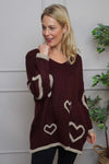 Milena Heart Knitted Jumper Wine