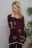 Milena Heart Knitted Jumper Wine