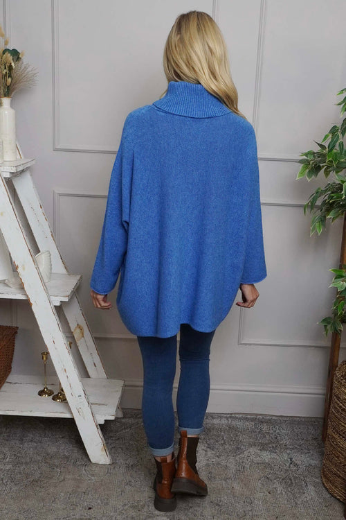 Jude Polo Neck Knitted Jumper Cornflower - Image 4