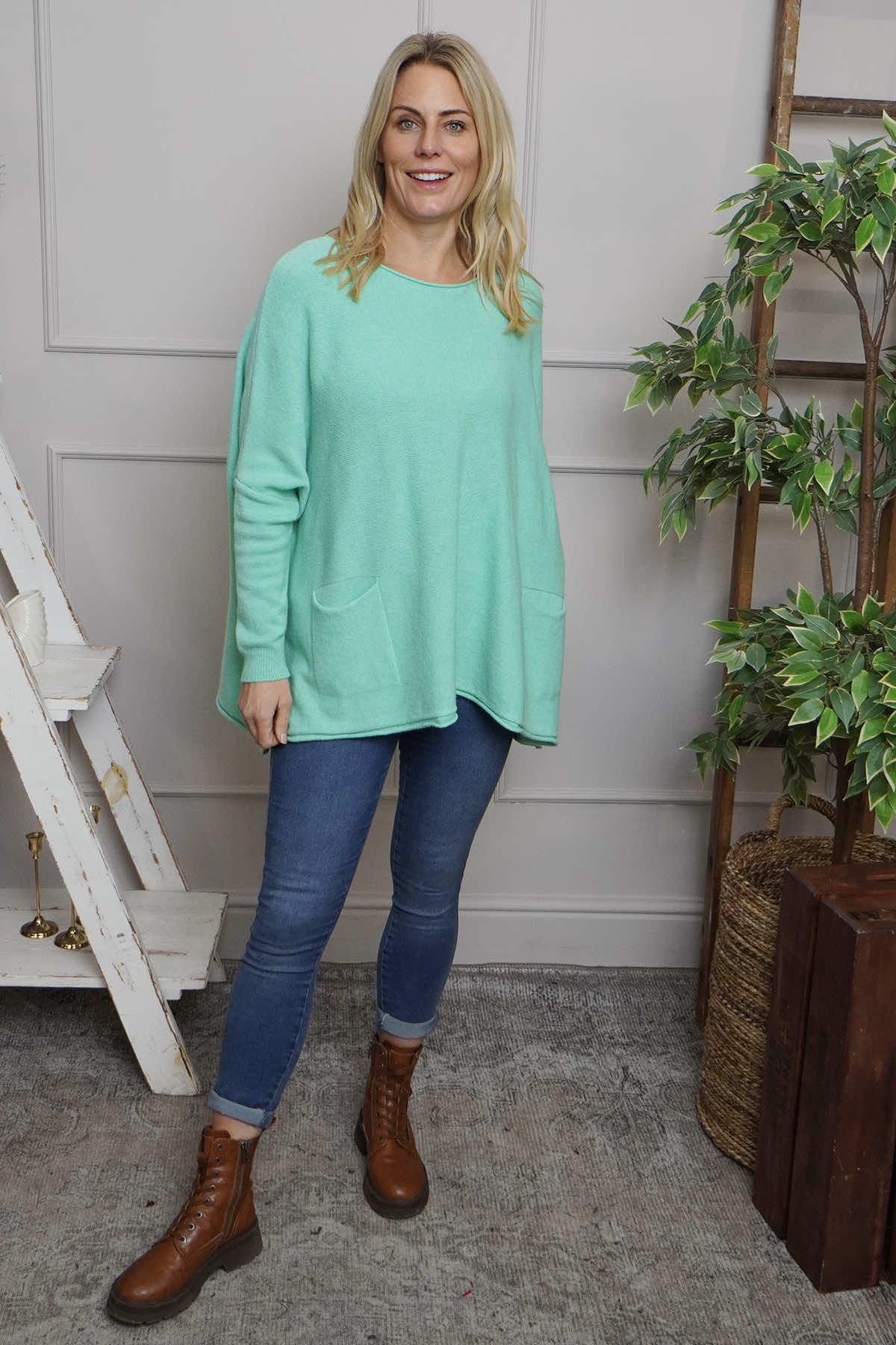 Ferne Pocket Knitted Jumper Mint