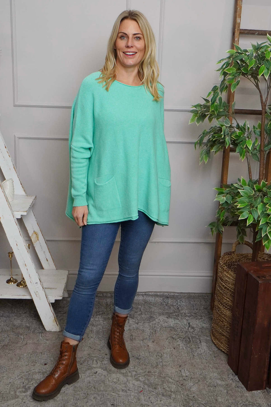 Ferne Pocket Knitted Jumper Mint