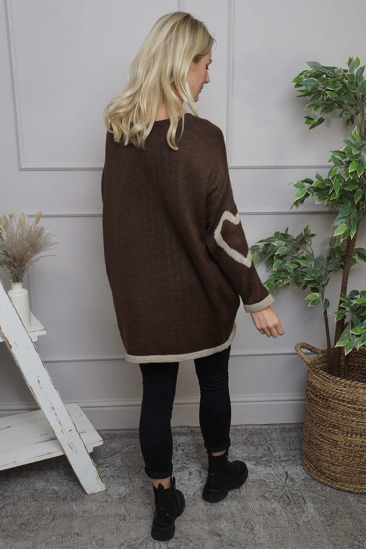 Milena Heart Knitted Jumper Cocoa