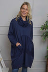 Rizo Snood Cotton Dress Navy