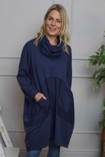 Rizo Snood Cotton Dress Navy Navy - Rizo Snood Cotton Dress Navy