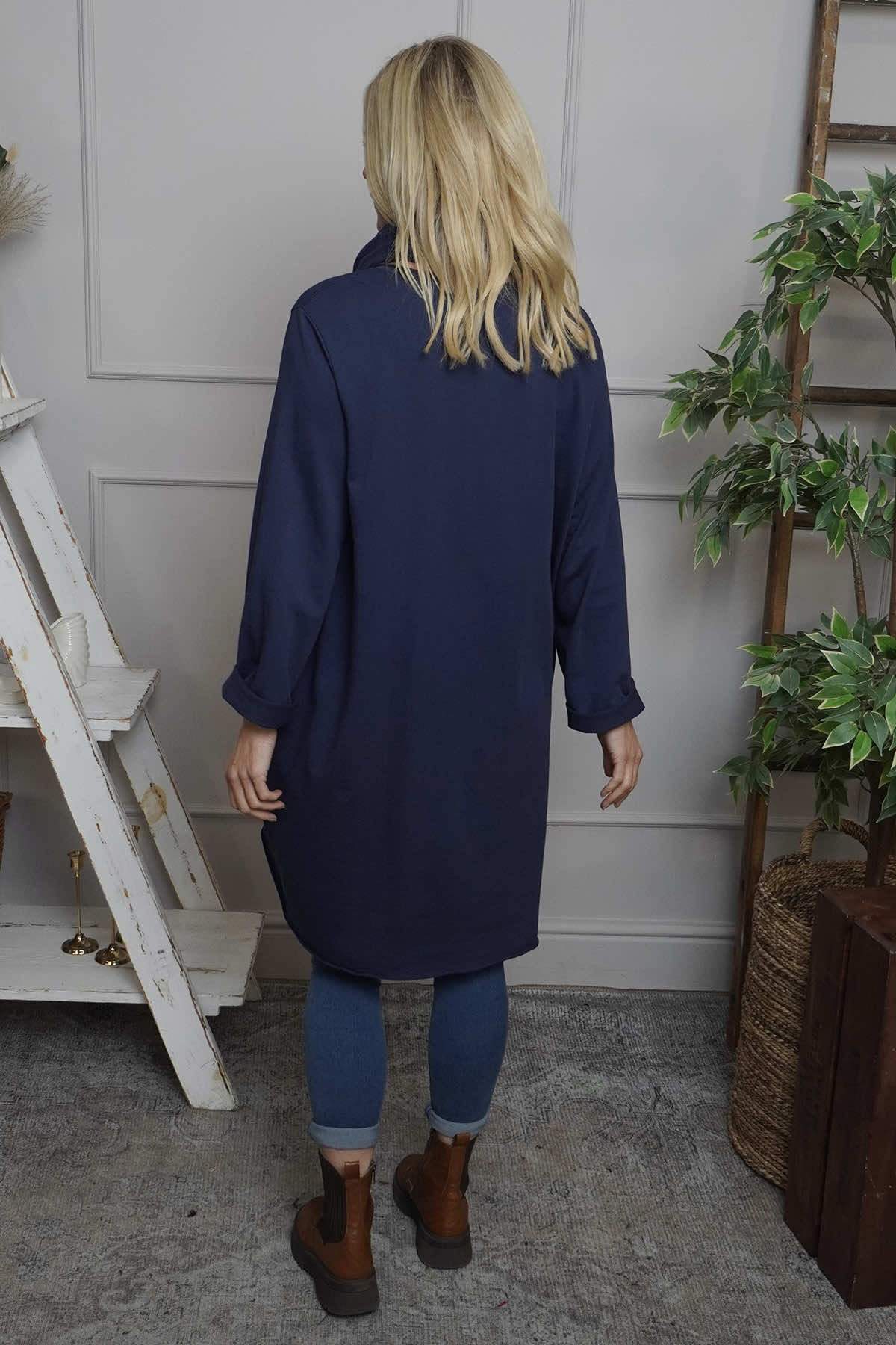 Rizo Snood Cotton Dress Navy