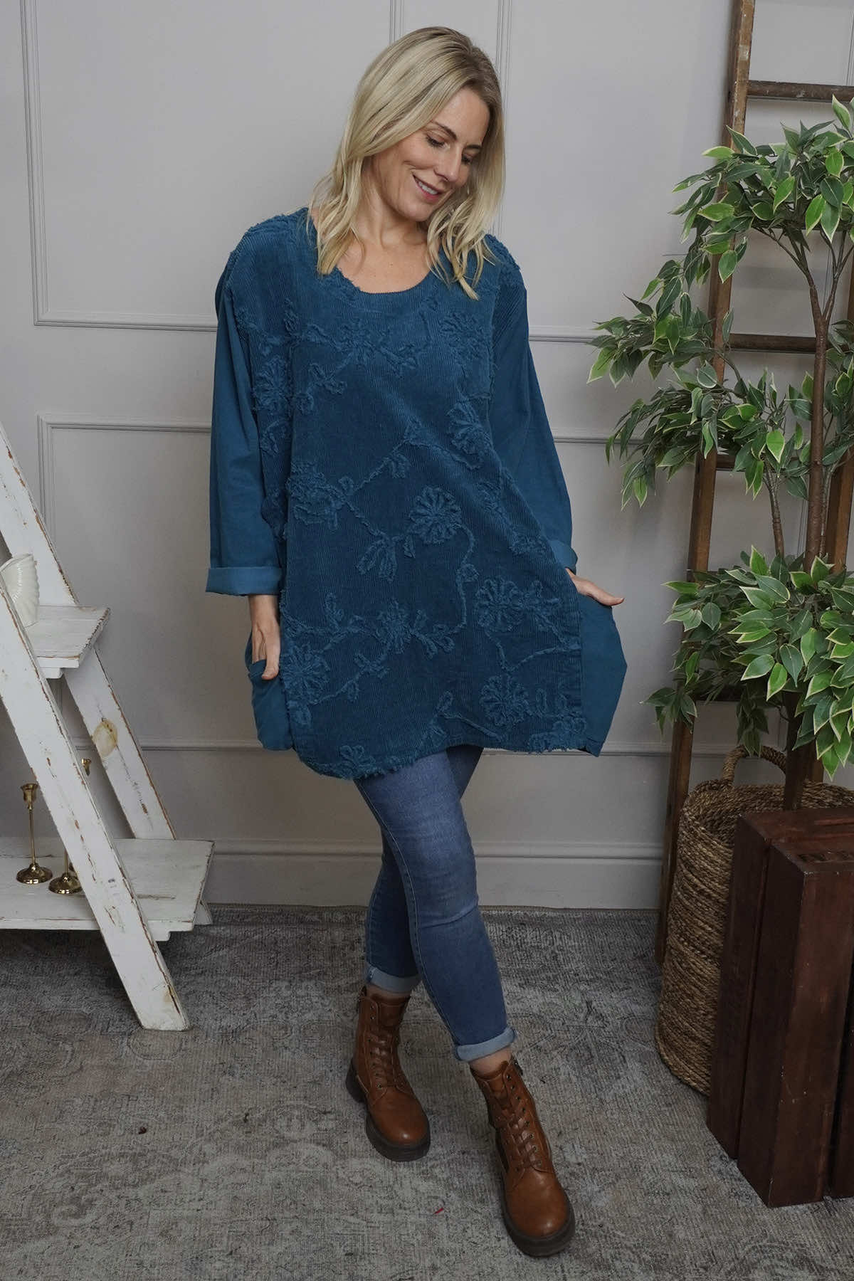 Rita Cord Detail Tunic Teal