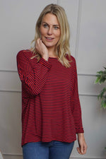 Frances Stripe Sweat Top Cherry Cherry - Frances Stripe Sweat Top Cherry
