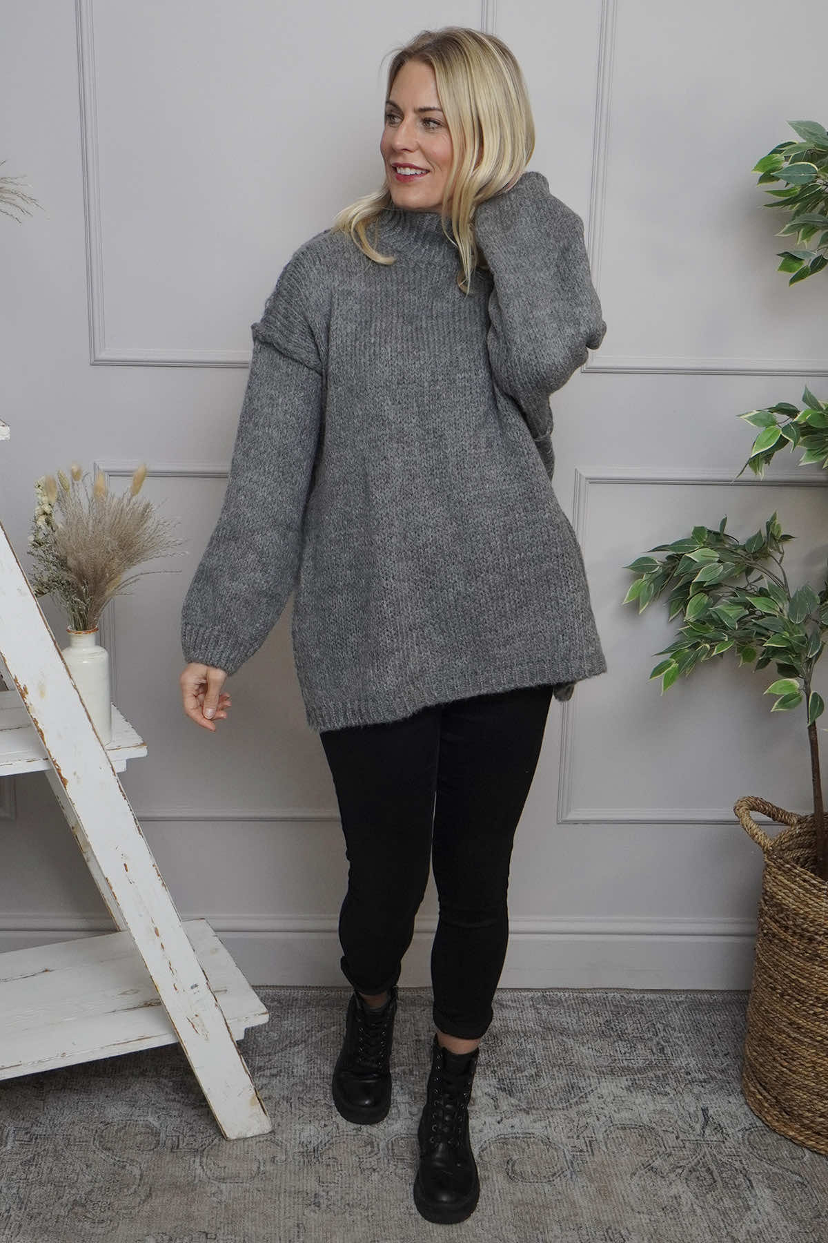 Jonie Knitted Jumper Mid Grey
