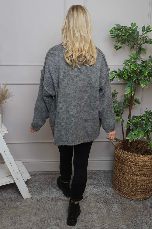 Jonie Knitted Jumper Mid Grey - Image 4