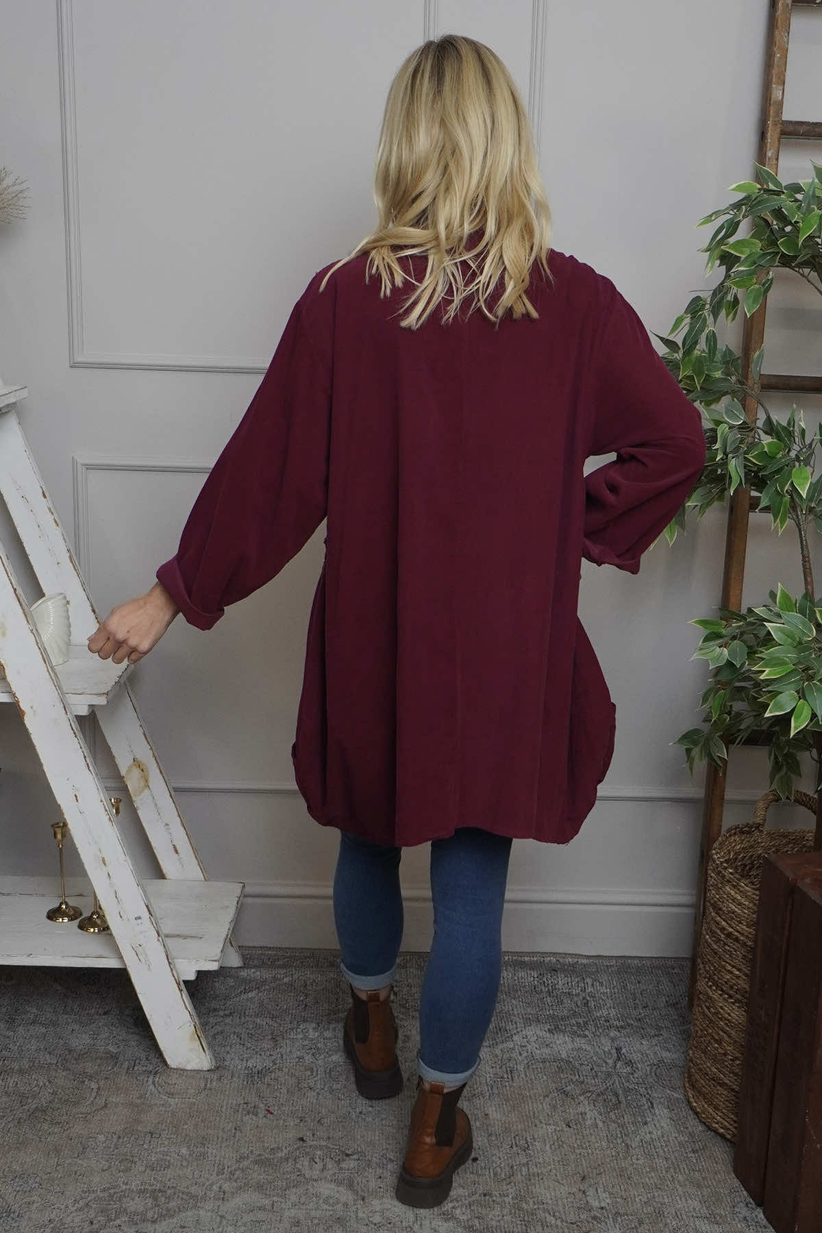 Rita Cord Detail Tunic Burgundy