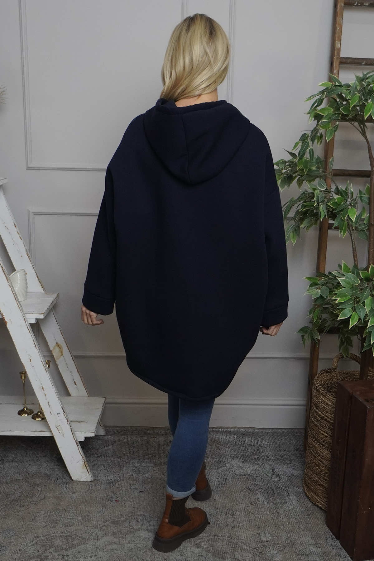 Jaylen Hooded Cotton Top Navy
