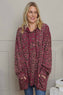 Shayla Leopard Hooded Cotton Top Burgundy