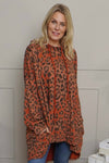 Shayla Leopard Hooded Cotton Top Burnt Orange