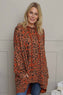 Shayla Leopard Hooded Cotton Top Burnt Orange