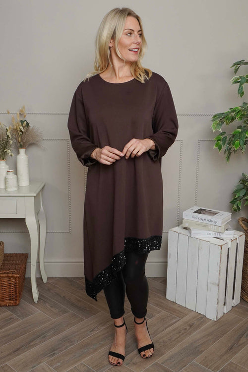 Viola Sequin Hem Tunic Cocoa - Image 2