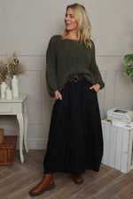 Georgetta Belted Cotton Skirt Black Black - Georgetta Belted Cotton Skirt Black