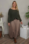 Georgetta Belted Cotton Skirt Mocha