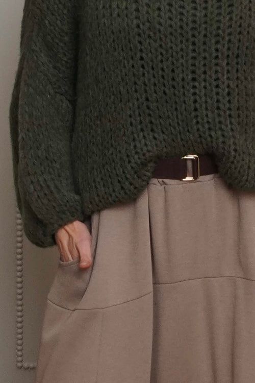 Georgetta Belted Cotton Skirt Mocha - Image 3