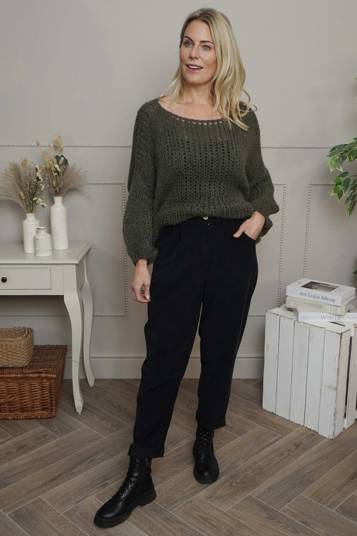 Carmella Needlecord Trousers Black