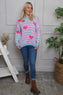 Carina Heart Stripe Knitted Jumper Light Blue