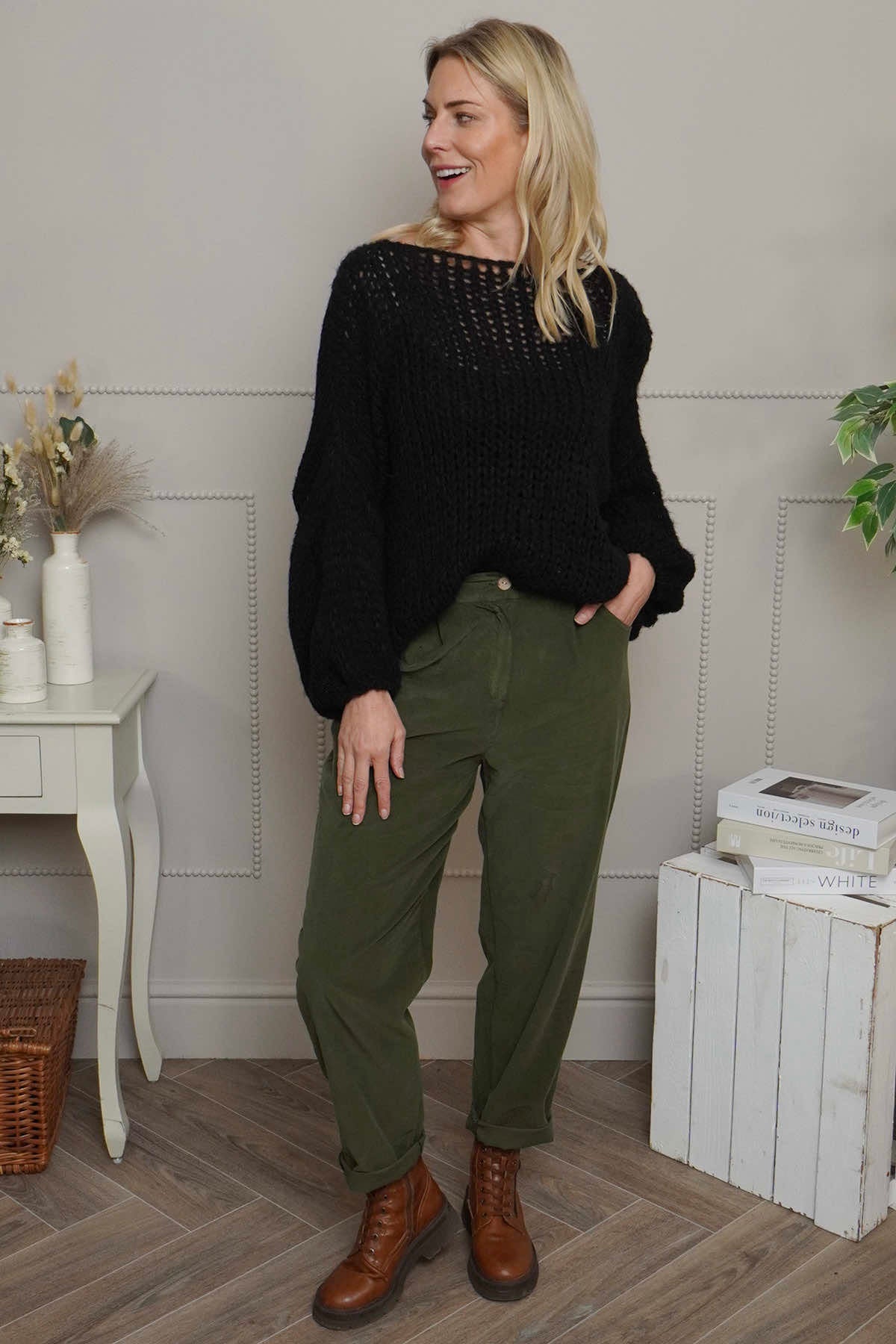 Carmella Needlecord Trousers Khaki