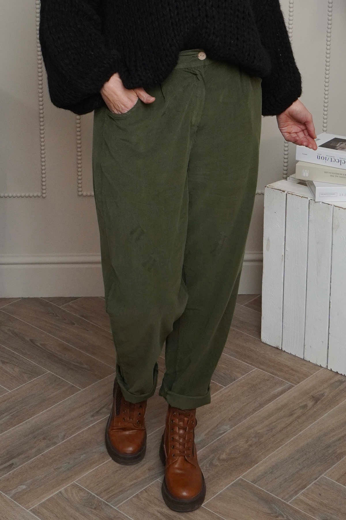 Carmella Needlecord Trousers Khaki