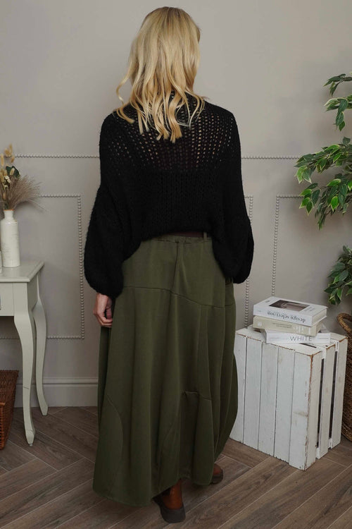 Georgetta Belted Cotton Skirt Khaki - Image 4