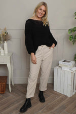 Carmella Needlecord Trousers Stone Stone - Carmella Needlecord Trousers Stone