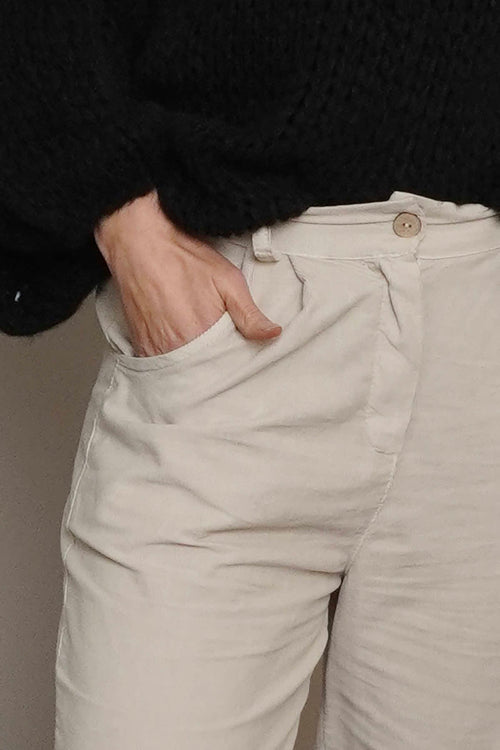 Carmella Needlecord Trousers Stone - Image 3