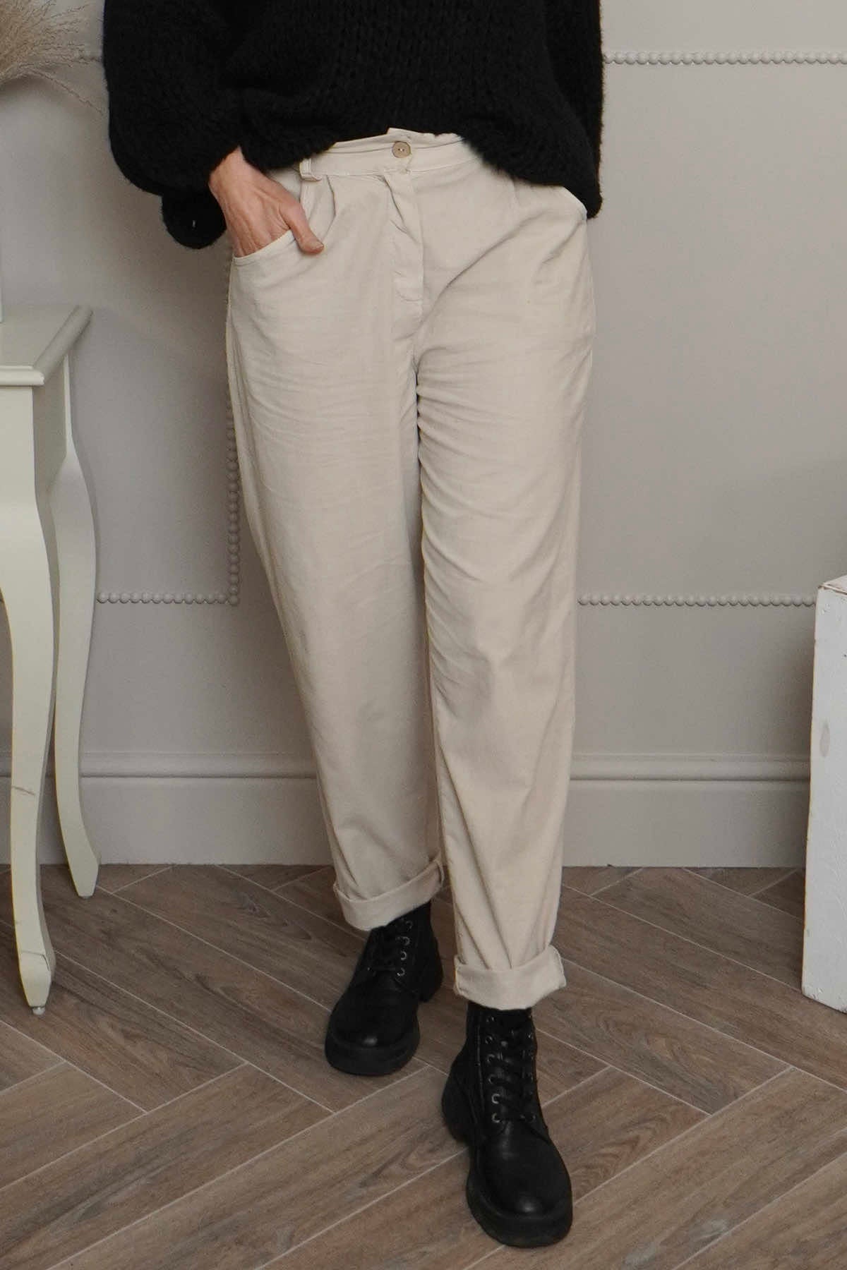 Carmella Needlecord Trousers Stone