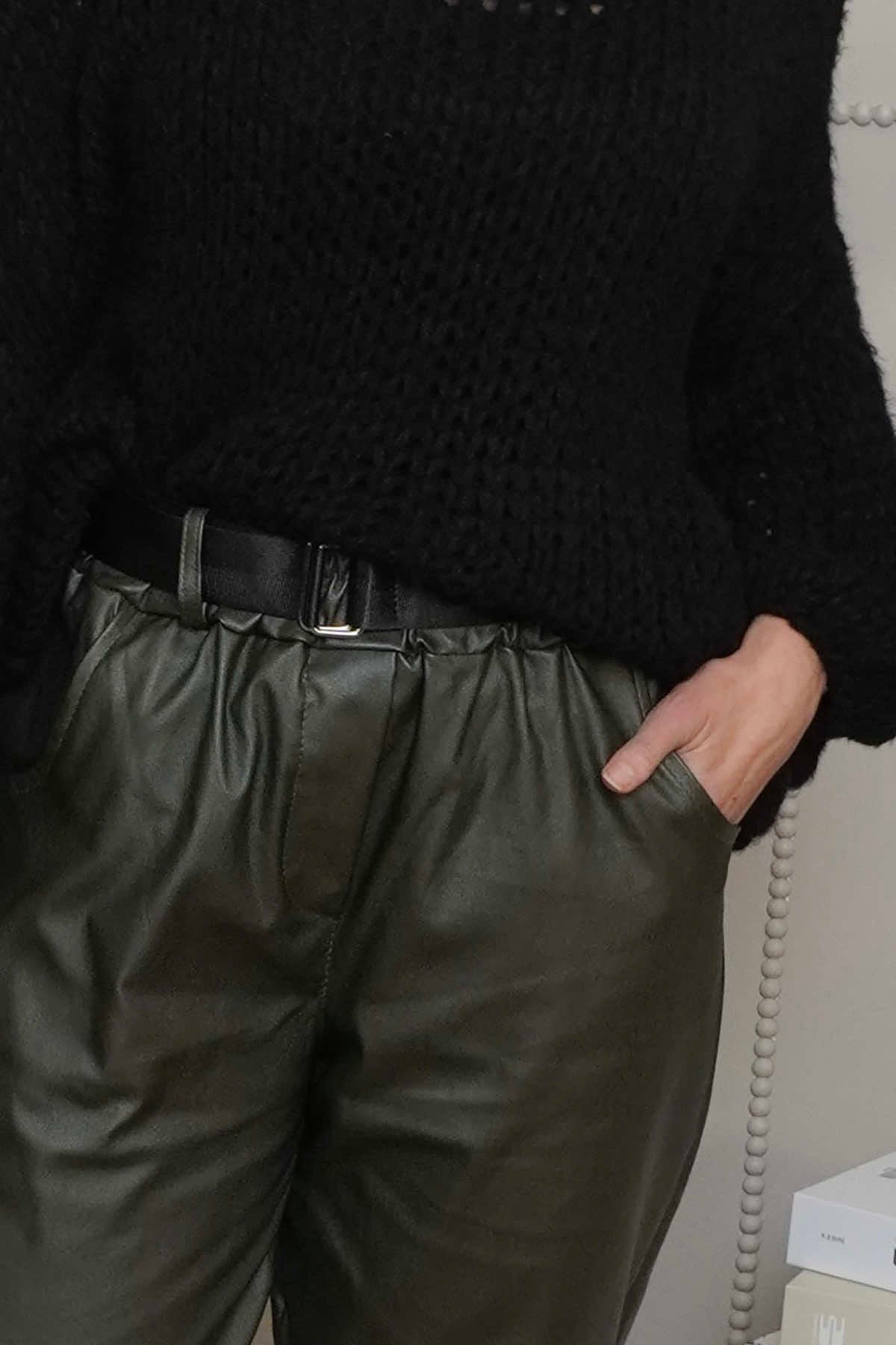 Hilary Wet Look Trousers Khaki