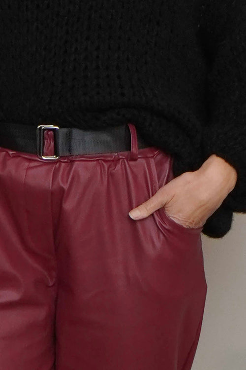 Hilary Wet Look Trousers Wine - Image 3