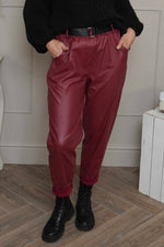 Hilary Wet Look Trousers Wine Wine - Hilary Wet Look Trousers Wine