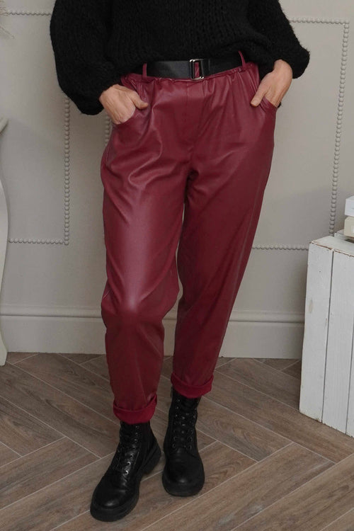 Hilary Wet Look Trousers Wine