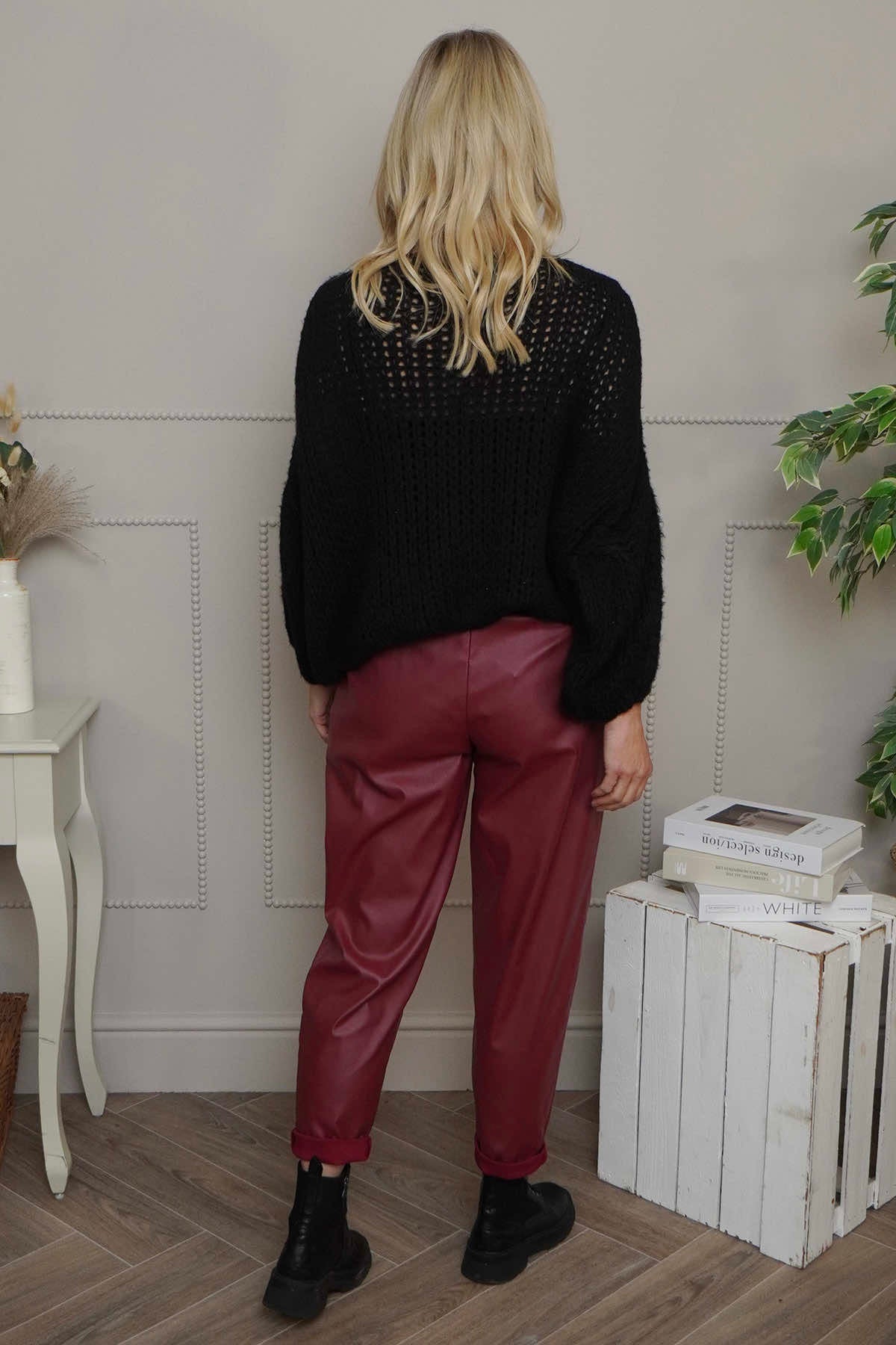 Hilary Wet Look Trousers Wine